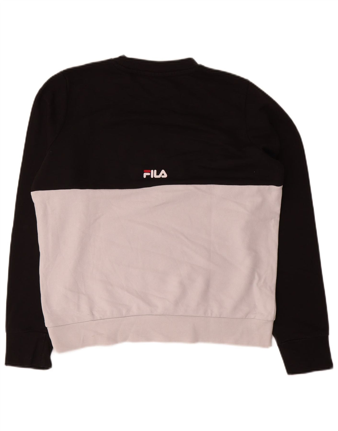 Męska bluza z grafiką Fila, mała, biała, z blokami kolorów, bawełniana