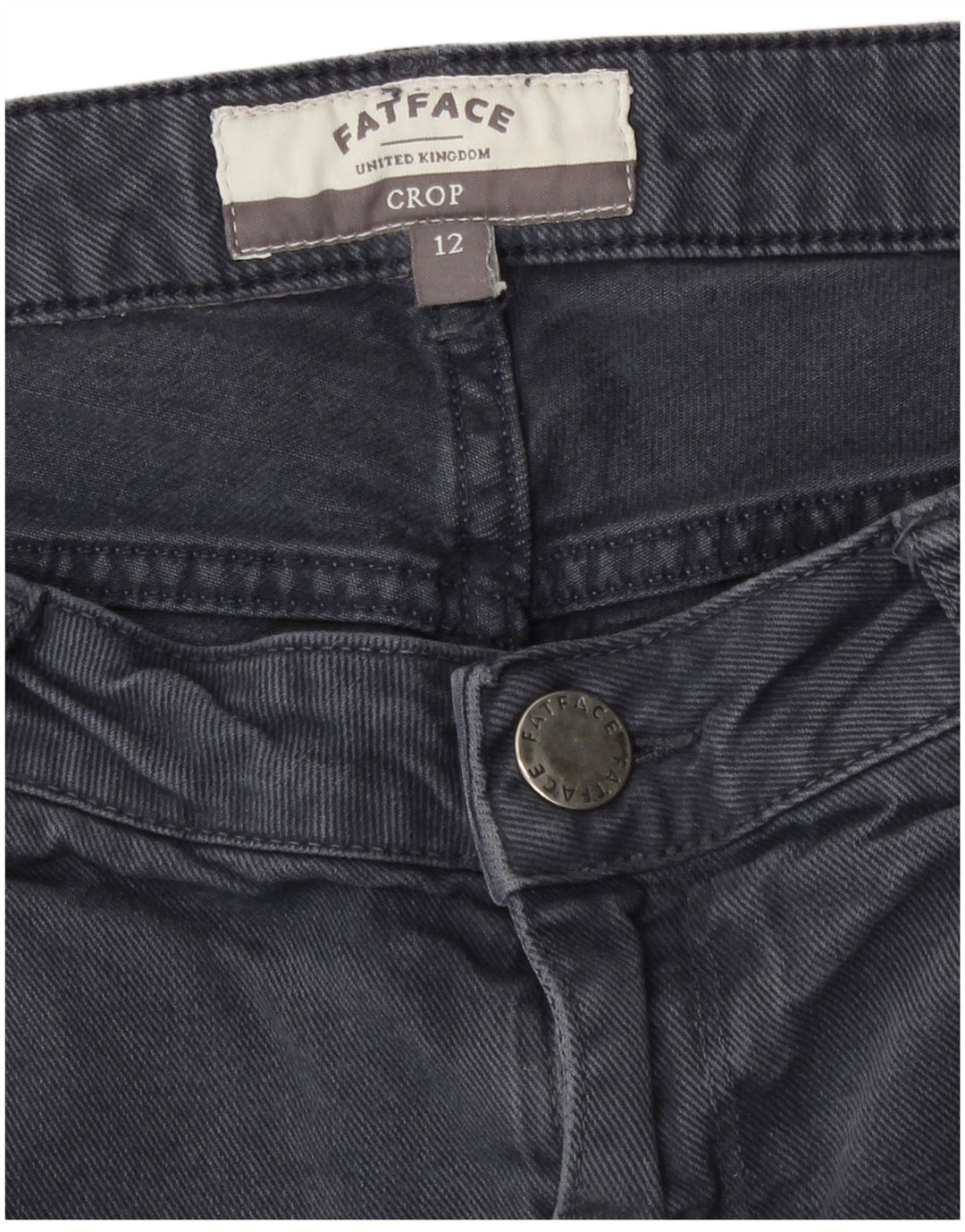 Damskie jeansy przycięte Fat Face UK 12 Medium W32 L22 Szara bawełna