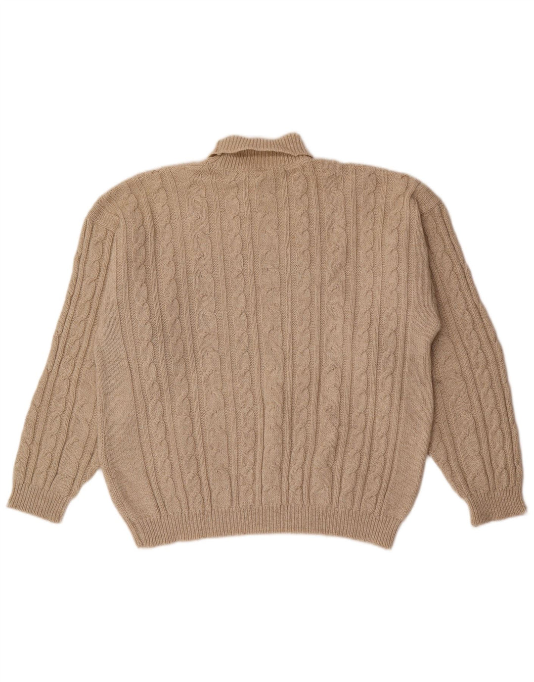 Vintage męski sweter z wywijanym dekoltem, średnio beżowy, geometryczny