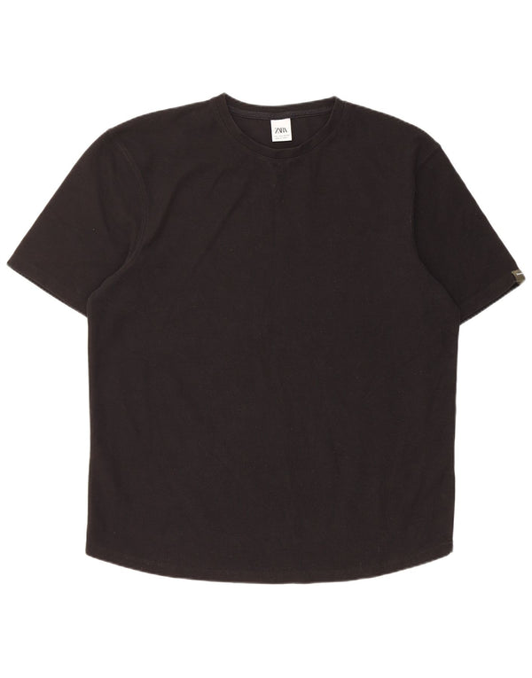 Męski T-shirt Zara, duży, czarny, poliester