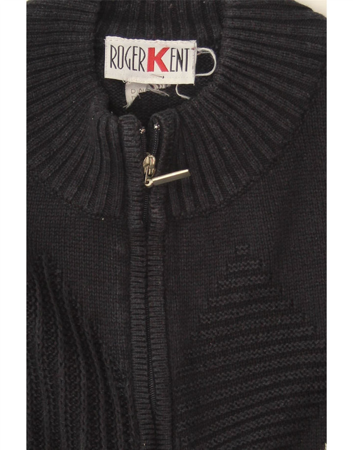 ROGER KENT Mens Zip Neck Jumper Sweater Large Navy Blue Argyle/Diamond Vintage Roger Kent and Second-Hand Roger Kent from Messina Hembry 