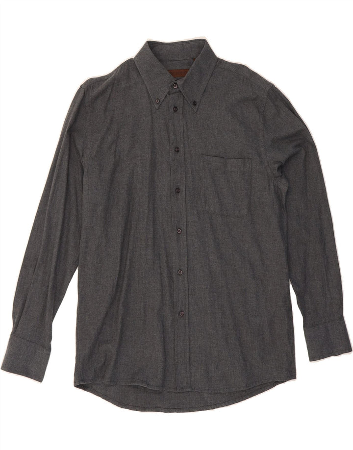 SEA BARRIER Mens Flannel Shirt Large Grey Cotton Vintage Sea Barrier and Second-Hand Sea Barrier from Messina Hembry 