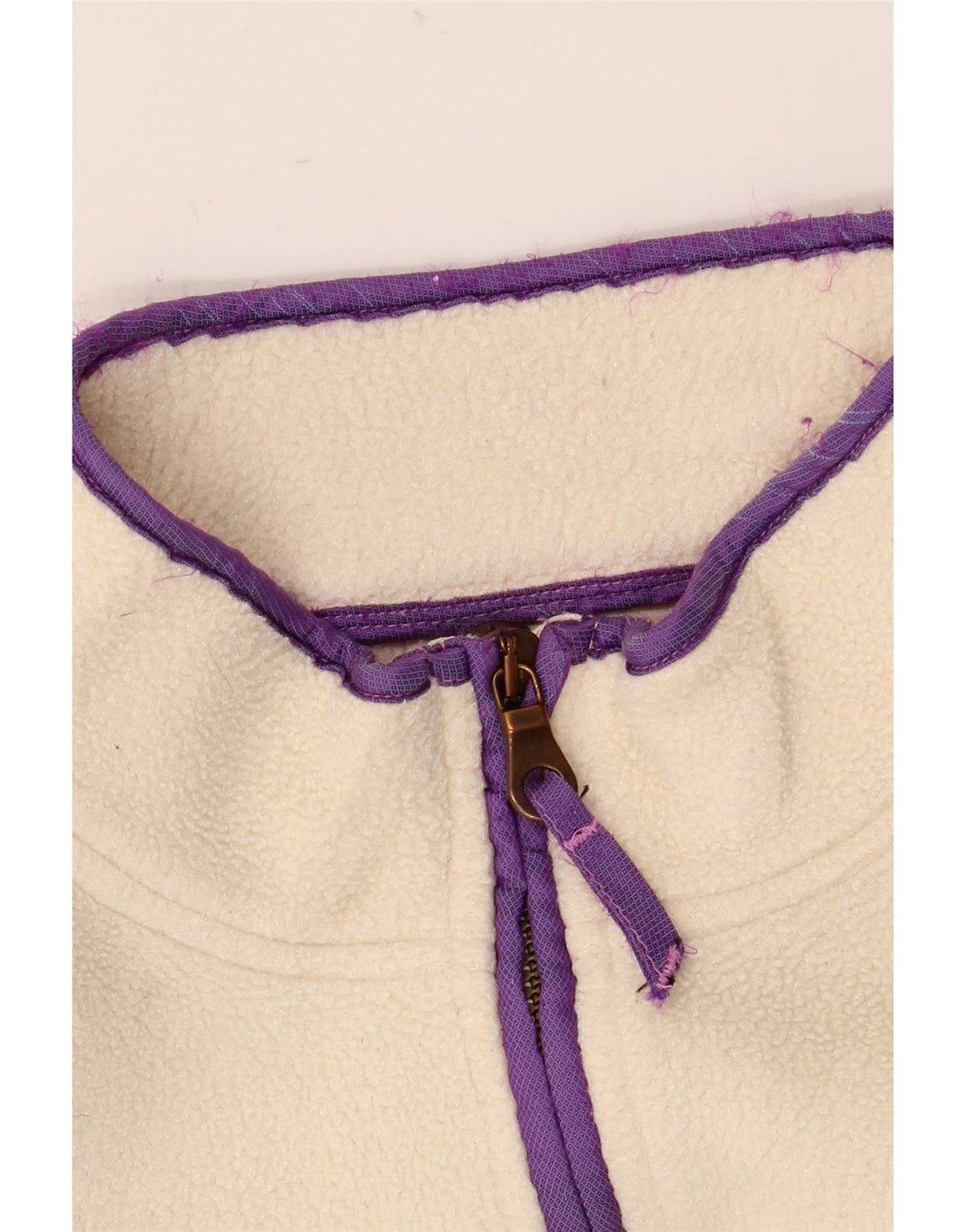 Think Różowy damski, oversize'owy sweter polarowy z zamkiem błyskawicznym UK 14, średni złamanej bieli