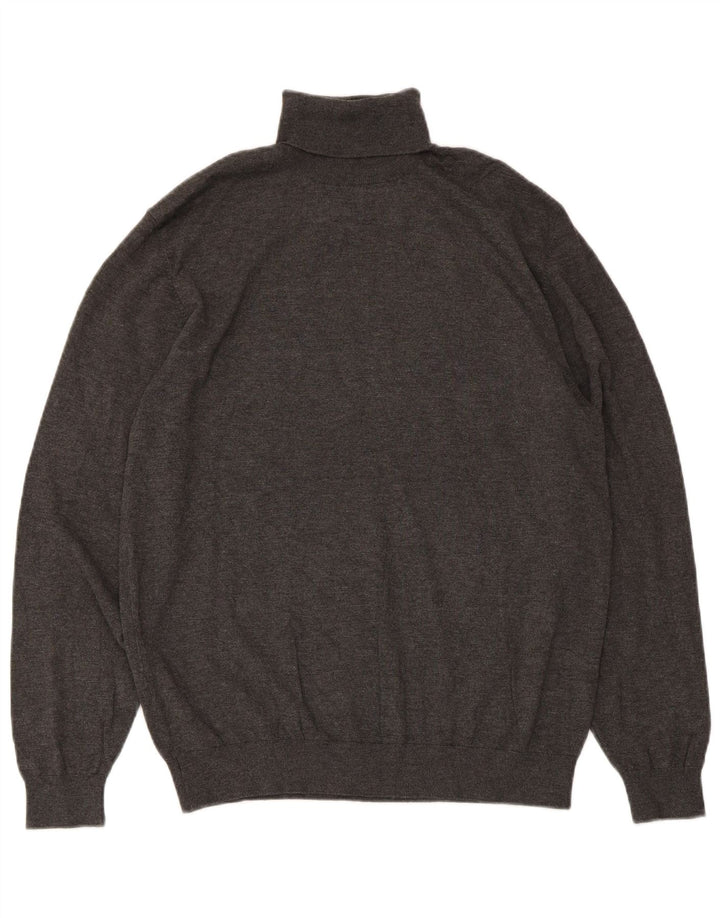 Męski sweter z wywijanym dekoltem Zara, duży, szary, nakrapiany wiskoza