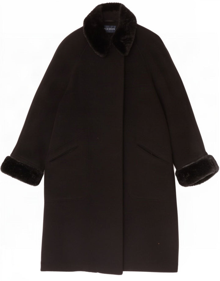 ALEXON Damski płaszcz oversize UK 12 Medium Black Wool