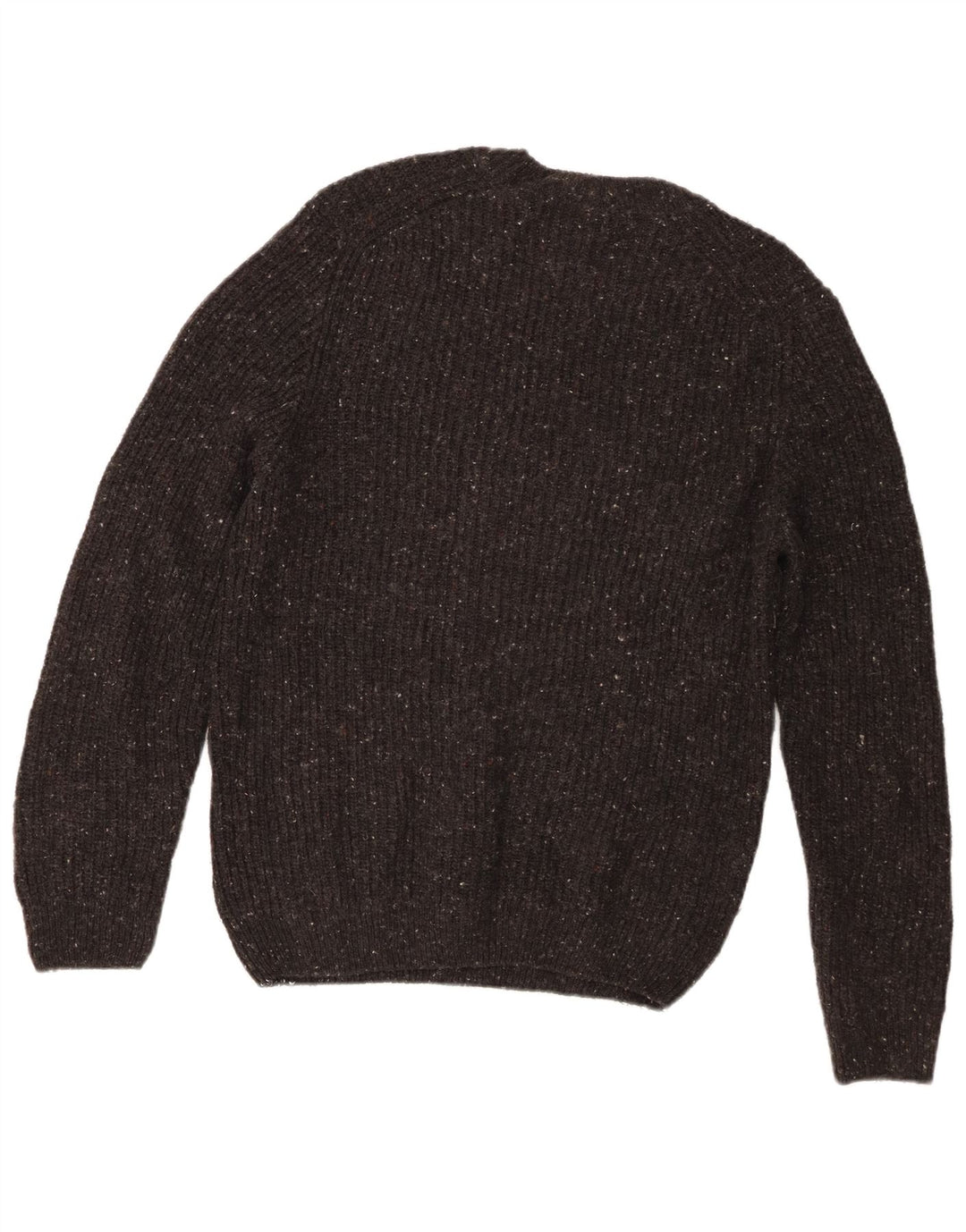 Męski sweter Zara z okrągłym dekoltem, średnioszary, wełniany w cętki