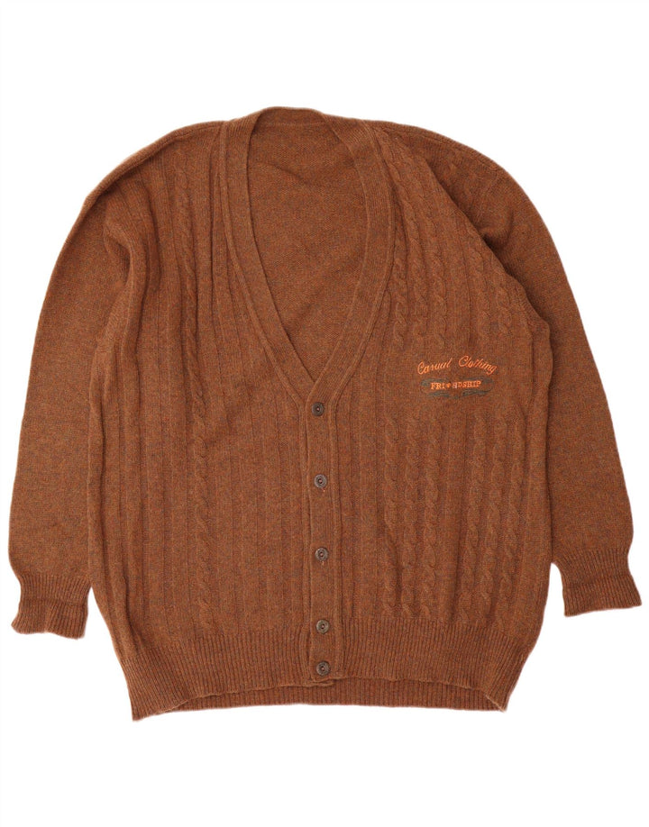 Vintage męski sweter rozpinany XL brązowy