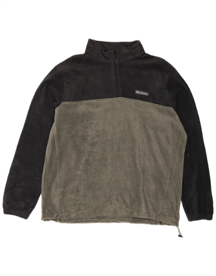 Męski sweter polarowy COLUMBIA z zamkiem błyskawicznym, 2XL, szary poliester w blokach kolorów