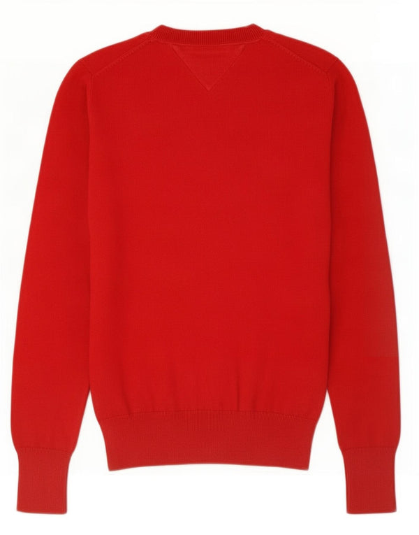 Sweter damski Tommy Hilfiger z dekoltem w łódkę, UK 10, mały, czerwony, bawełniany