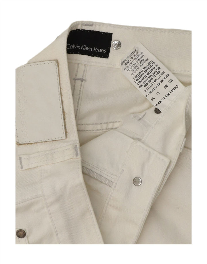 CALVIN KLEIN Womens Straight Jeans W28 L34 White Cotton
