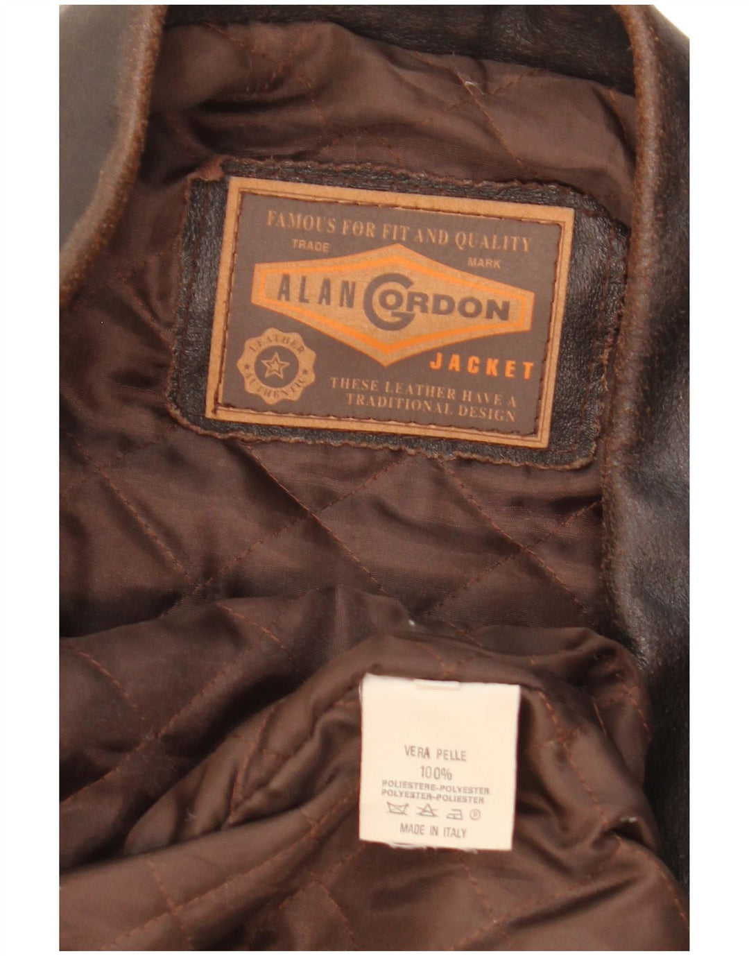 Męska kurtka skórzana Alan Gordon UK 42 XL Brązowa skóra