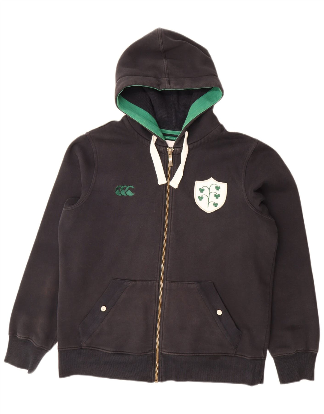 CANTERBURY Męski sweter z kapturem i zamkiem błyskawicznym, duży, czarny, bawełniany