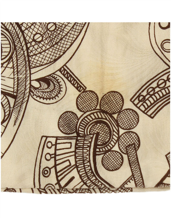 Vintage damskie spodnie typu bootcut z abstrakcyjnym wzorem W26 L28 beżowe