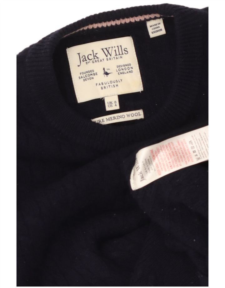 Damski sweter JACK WILLS z okrągłym dekoltem UK 8, mały, granatowy