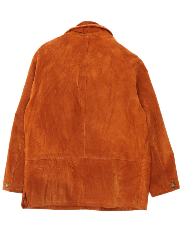 Vintage męska zamszowa kurtka UK 40 duża brązowa skóra