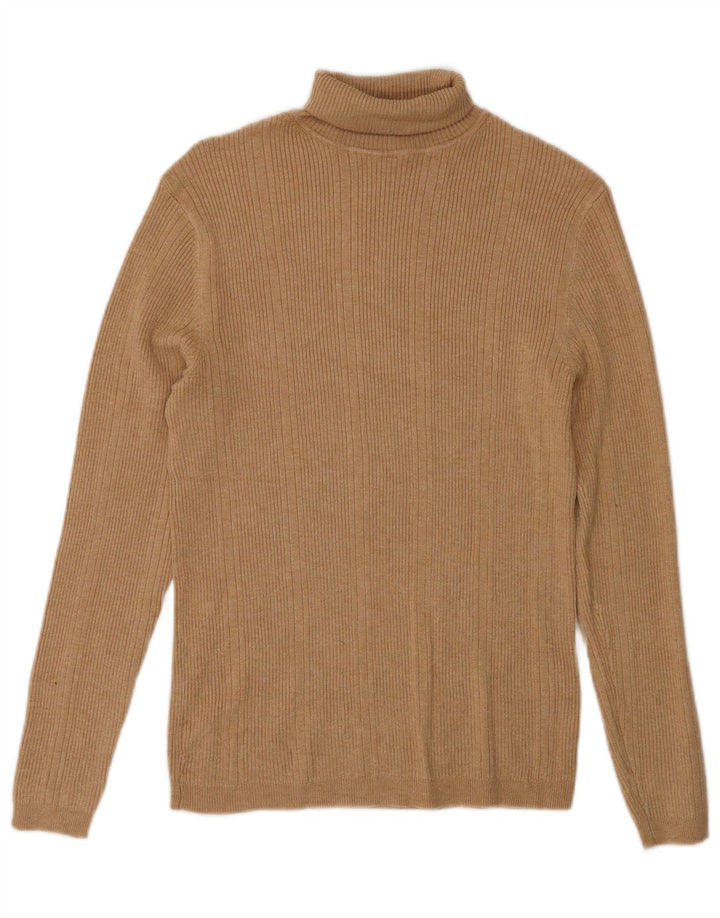 Marks & Spencer Damski sweter z golfem UK 10 Small Beżowa Wiskoza