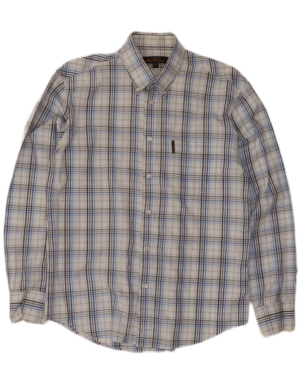 Koszula męska Ben Sherman, bawełniana, w średnią niebieską kratkę