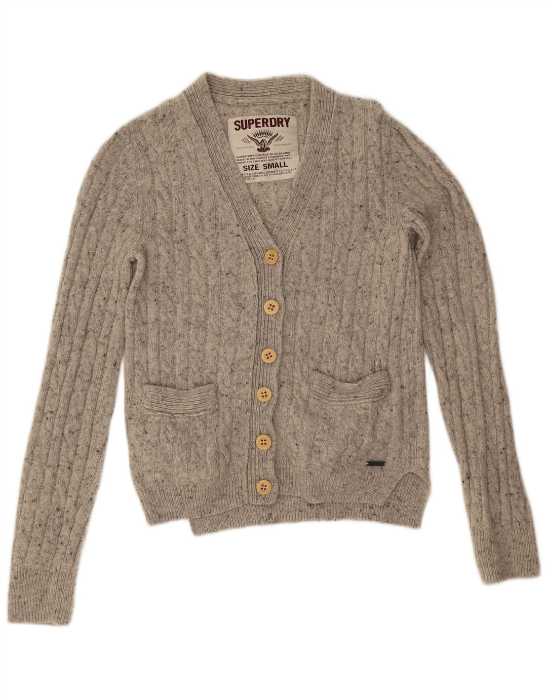 Damski sweter oversize Superdry UK 10, mały, szary, wełniany w cętki