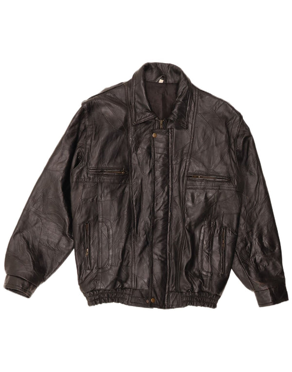 Męska kurtka skórzana VINTAGE UK 40 duża czarna skóra