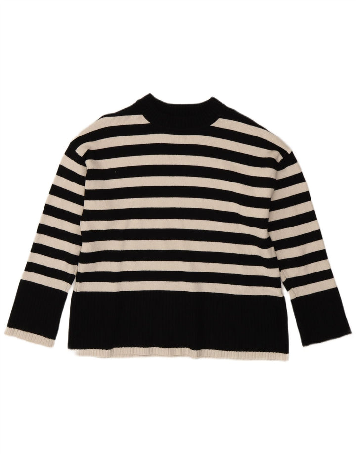 Damski sweter oversize z golfem Zara UK 10 w małe czarne paski