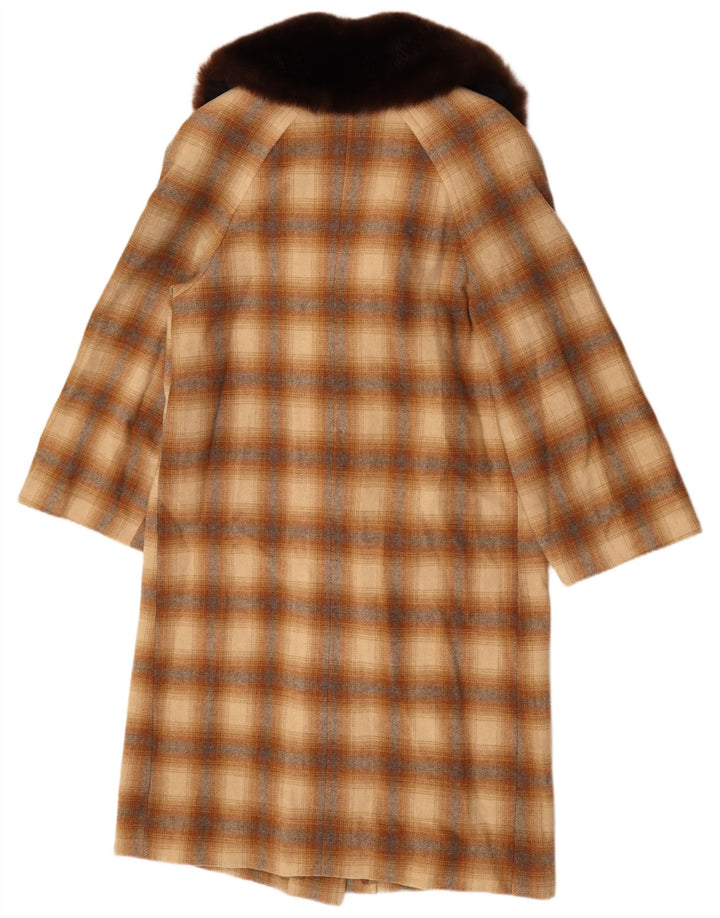 Płaszcz damski w stylu vintage UK 14 w średnią brązową kratkę