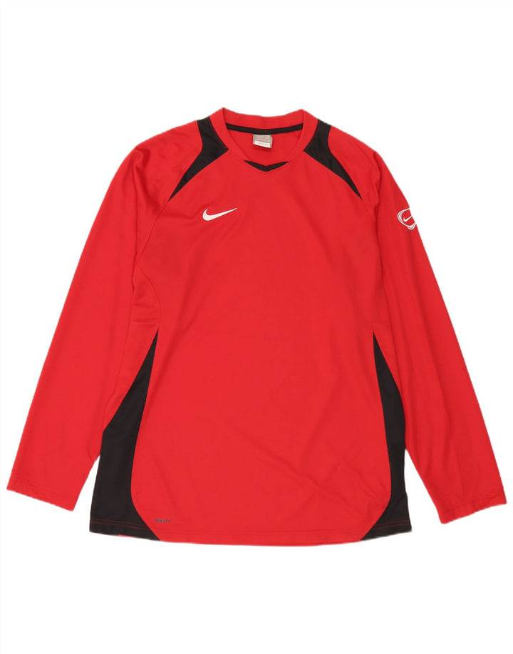 Męska koszulka Nike z długim rękawem, UK 42/44, duży czerwony poliester z blokami kolorów