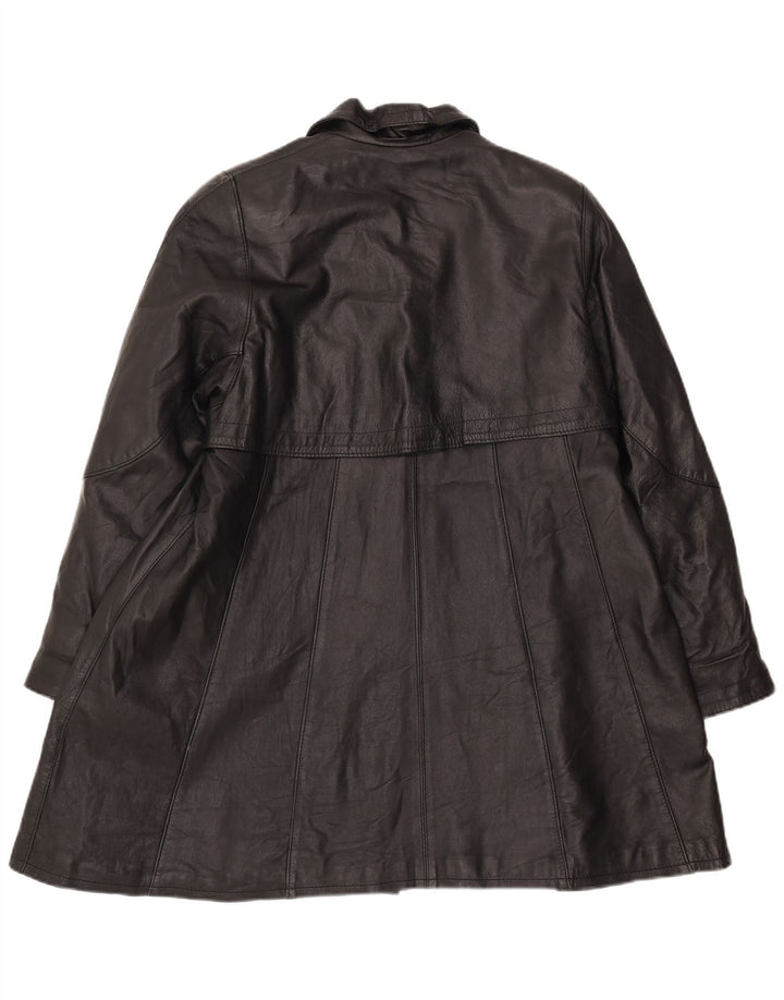 Damski płaszcz skórzany VINTAGE UK 18 XL czarny