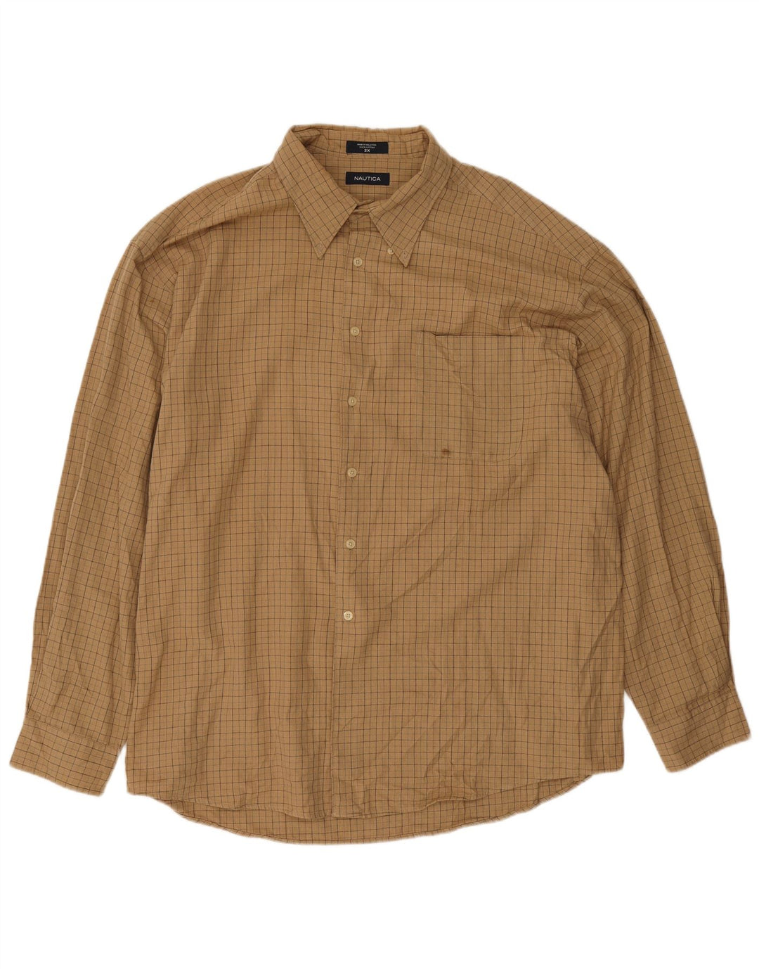 Męska koszula flanelowa Nautica 2XL, bawełniana beżowa krata