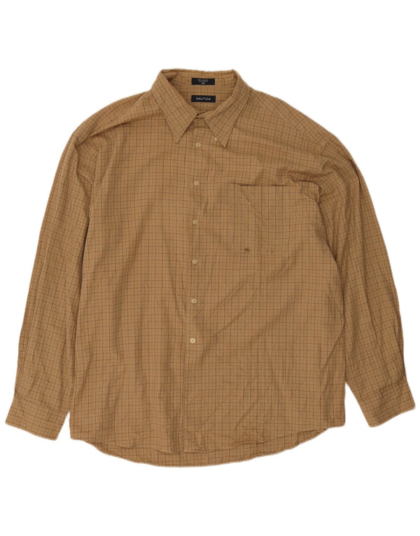 Męska koszula flanelowa Nautica 2XL, bawełniana beżowa krata