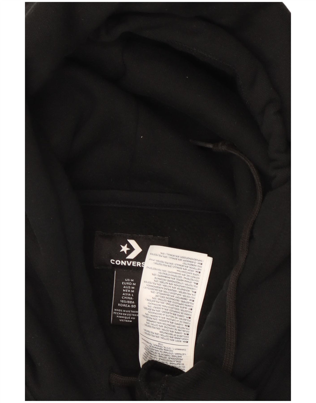 Damski sweter z kapturem CONVERSE UK 14, średni czarny, bawełniany