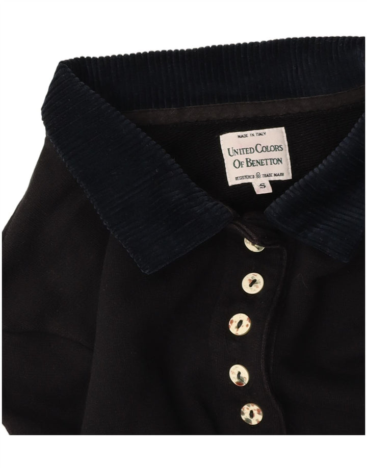 Damska koszulka polo o kroju oversize z grafiką BENETTON UK 10, mała czarna