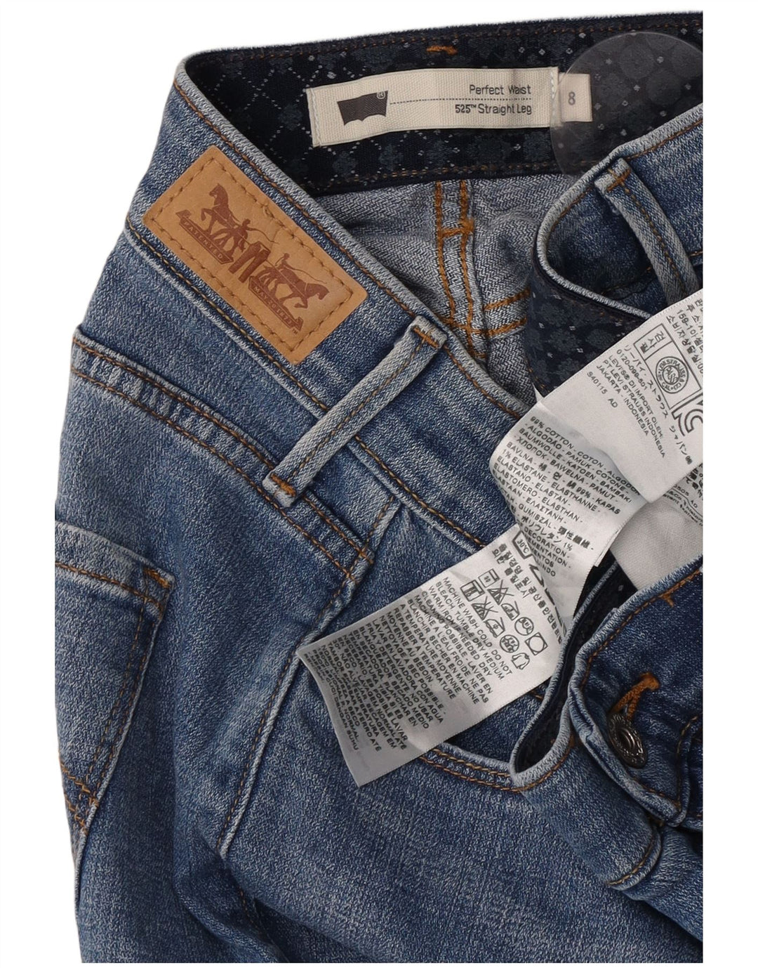 Damskie dżinsy Levi's 525 Straight US 8 Medium W30 L30 Niebieska bawełna