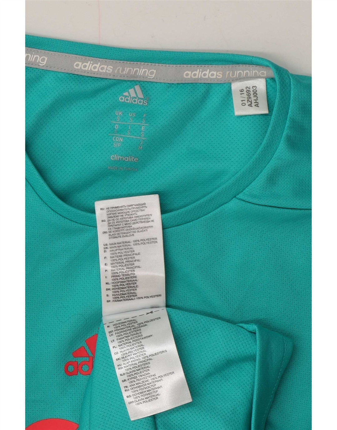 Adidas Męska koszulka z grafiką Climalite Top Mały turkusowy poliester