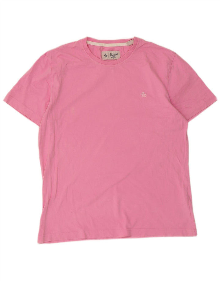T-shirt męski Penguin, duży, różowy, bawełniany