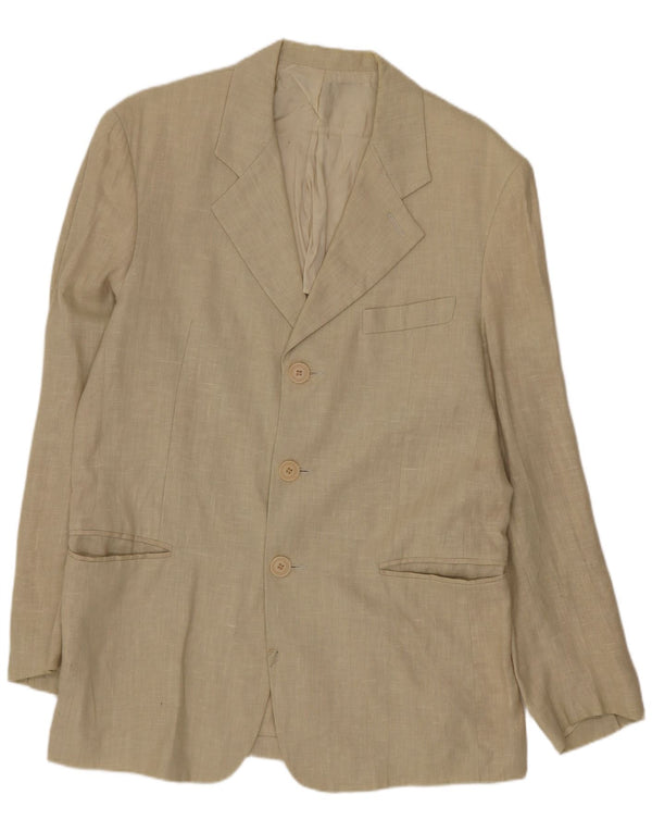 Vintage męska marynarka zapinana na 3 guziki UK 38 Medium Beige Linen