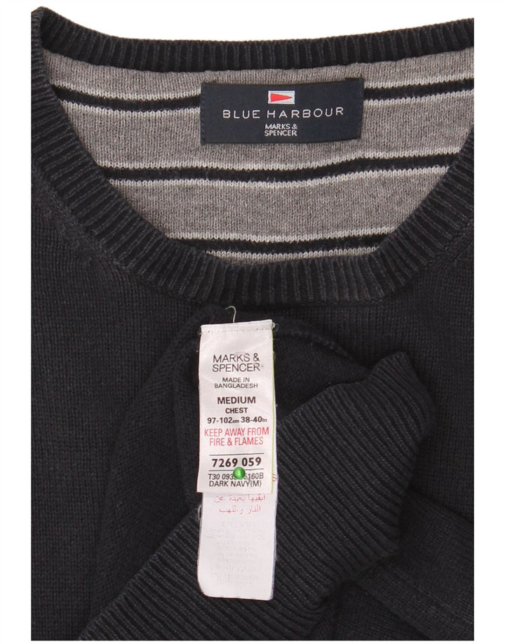 Marks & Spencer Męski sweter z okrągłym dekoltem w kolorze niebieskim, średni granatowy