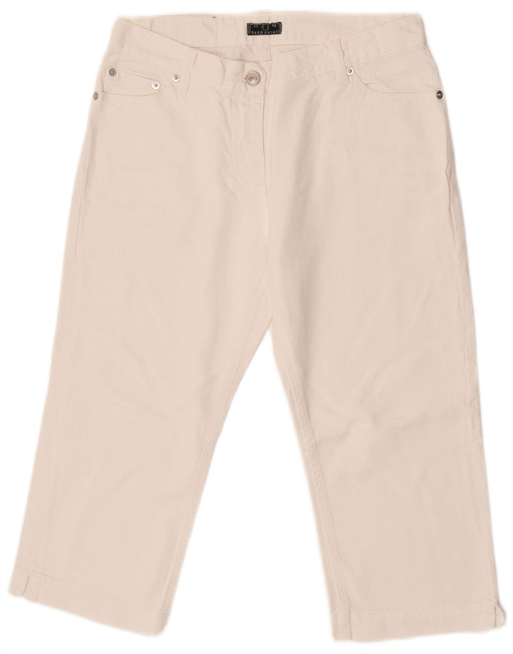 Damskie dżinsy Fred Perry Mid Rise Straight Capri IT 42 Medium W27 L18 Białe