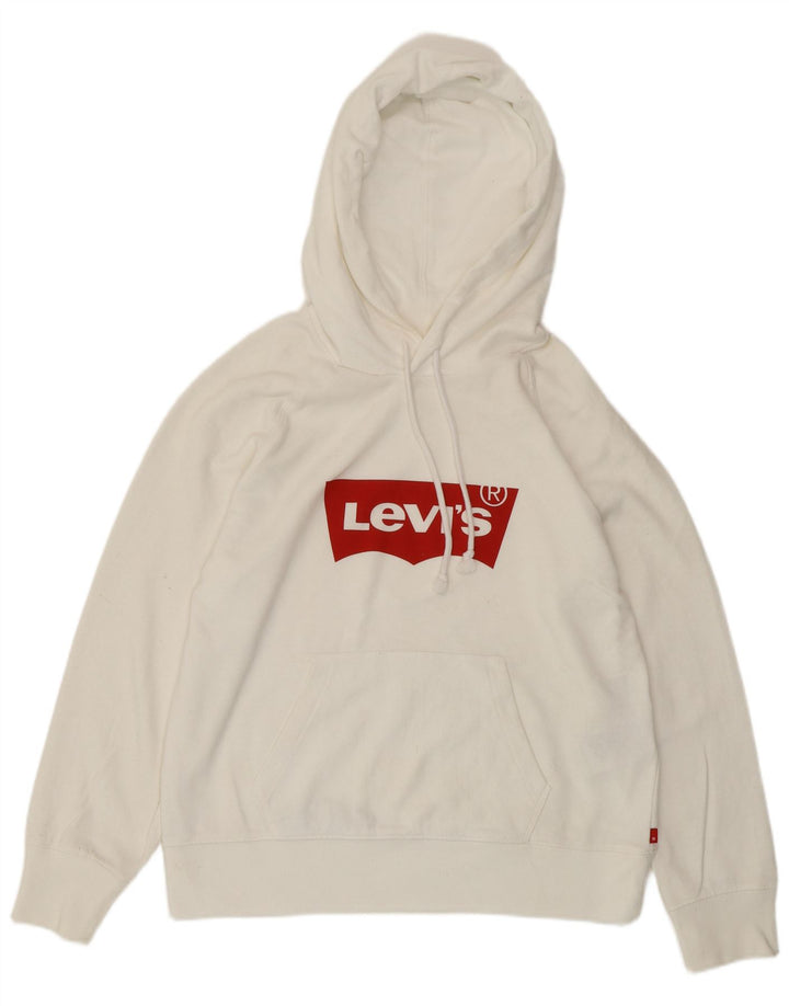 Damski sweter LEVI'S z grafiką, oversize, UK 10, mały, biały, bawełniany