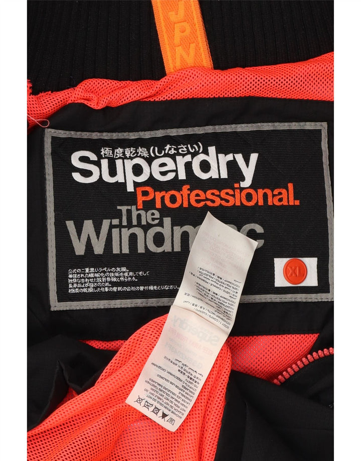Damska kurtka przeciwdeszczowa z kapturem Superdry The Windmac UK 18 XL, czarna, poliester