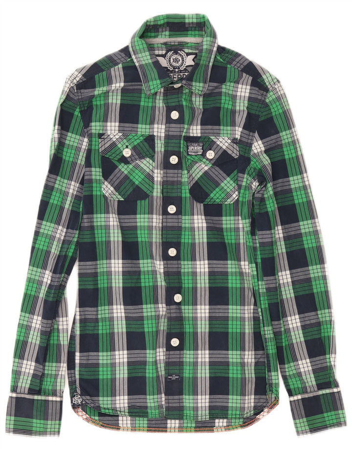 SUPERDRY Koszula męska XS Granatowa, bawełniana krata