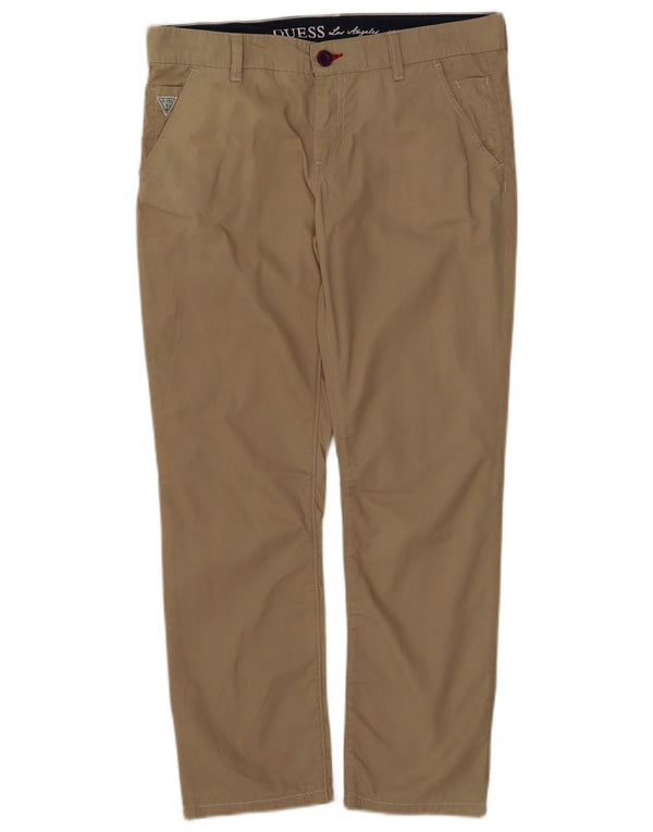 Guess Womens Straight Chino Trousers UK 16 Large W32 L26 Beige Cotton