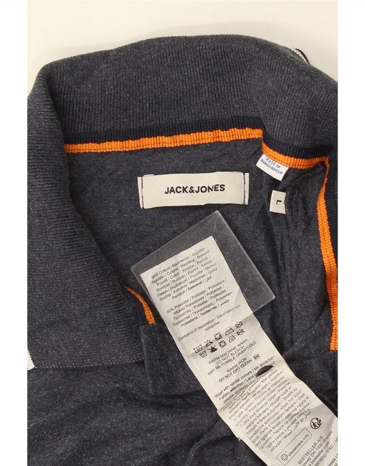 Męska koszulka polo JACK & JONES, duża, szara, bawełniana w paski