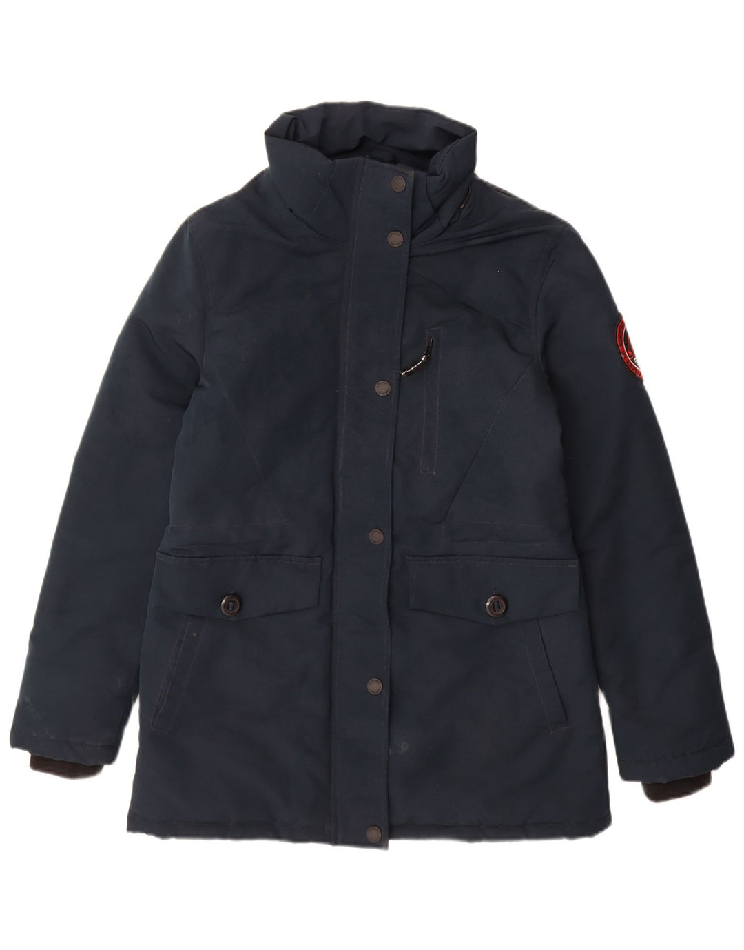 Damska ocieplana kurtka z kapturem Superdry UK 10, mała, granatowa, poliester