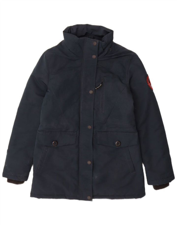 Damska ocieplana kurtka z kapturem Superdry UK 10, mała, granatowa, poliester