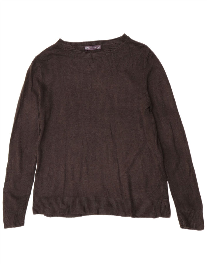 Marks & Spencer Damski sweter z dekoltem w łódkę UK 12 Średni czarny akryl