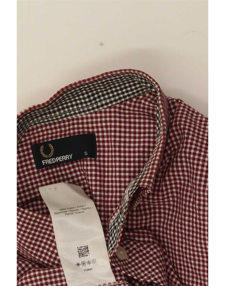 Koszula męska Fred Perry, mała, bordowa, bawełniana kratka