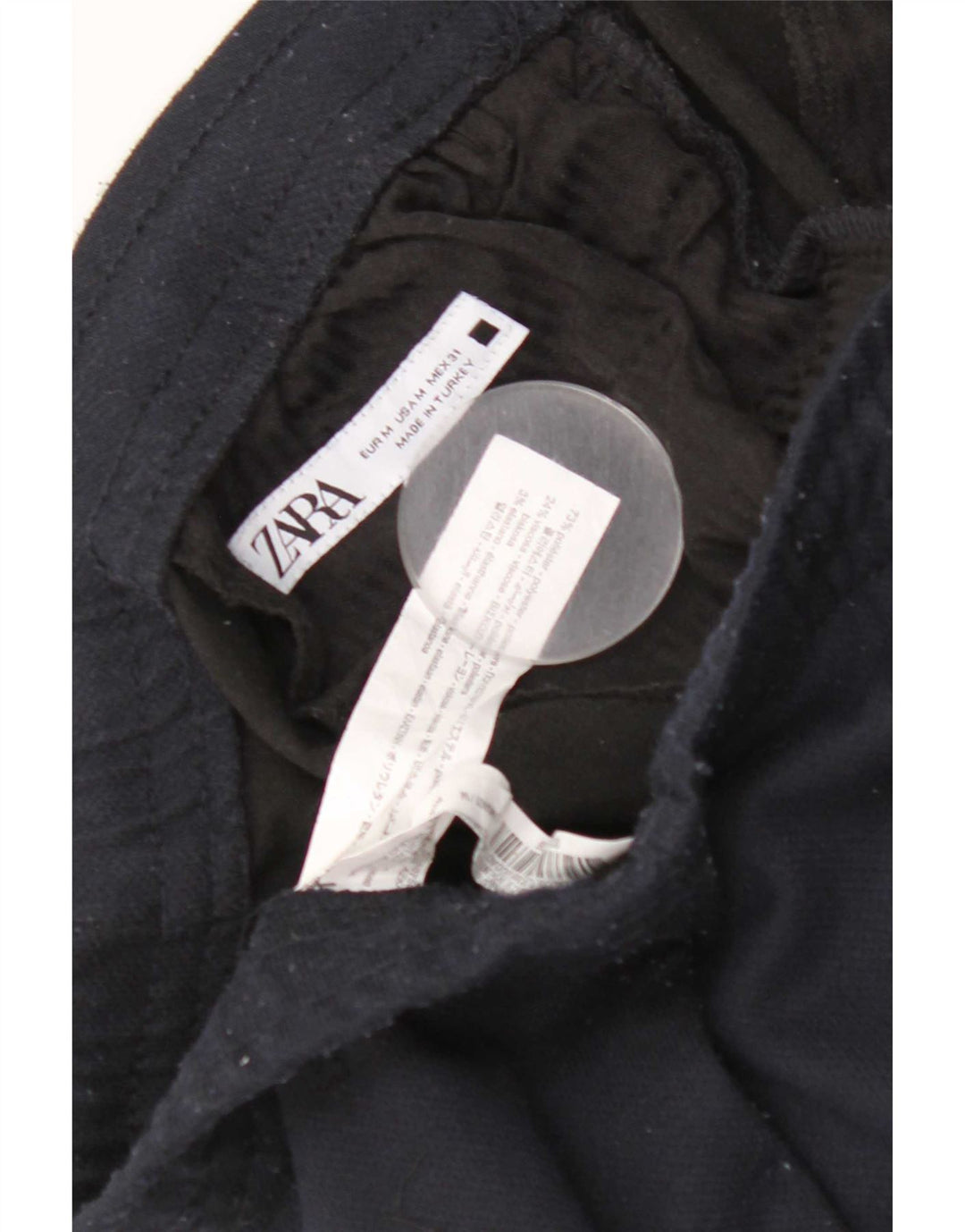 Męskie spodnie typu slim chino Zara, średnie W31 L27, granatowe, poliestrowe