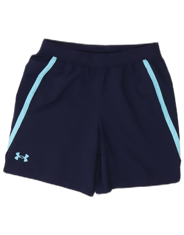 Chłopięce spodenki sportowe Under Armour 11-12 lat, duże, granatowe, z blokami kolorów