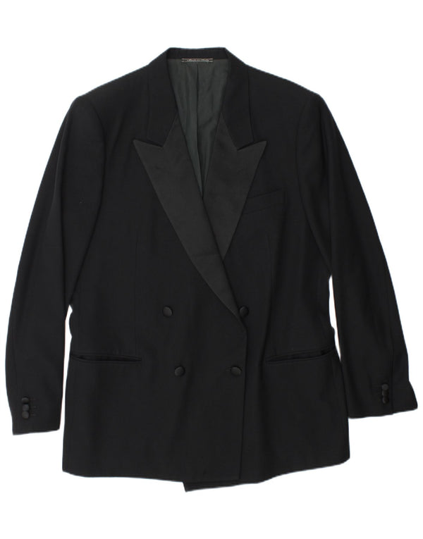 Egon Von Furstenberg Męskie UK 40 Large W32 L32 Czarna dziewicza wełna