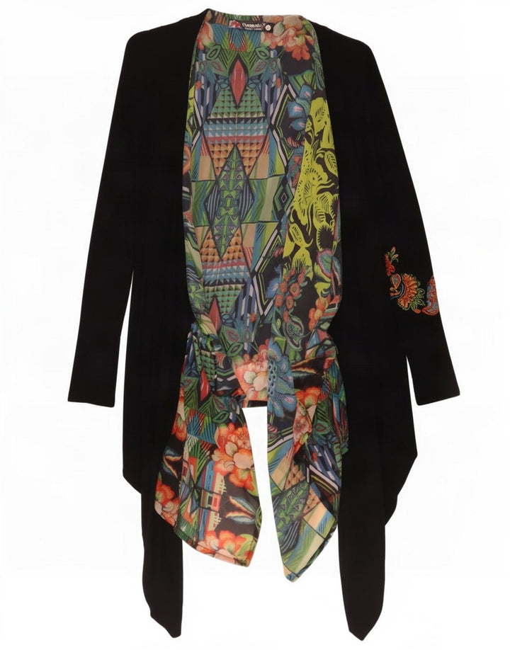 Desigual damski asymetryczny otwarty kardigan Top UK 12 średni czarny
